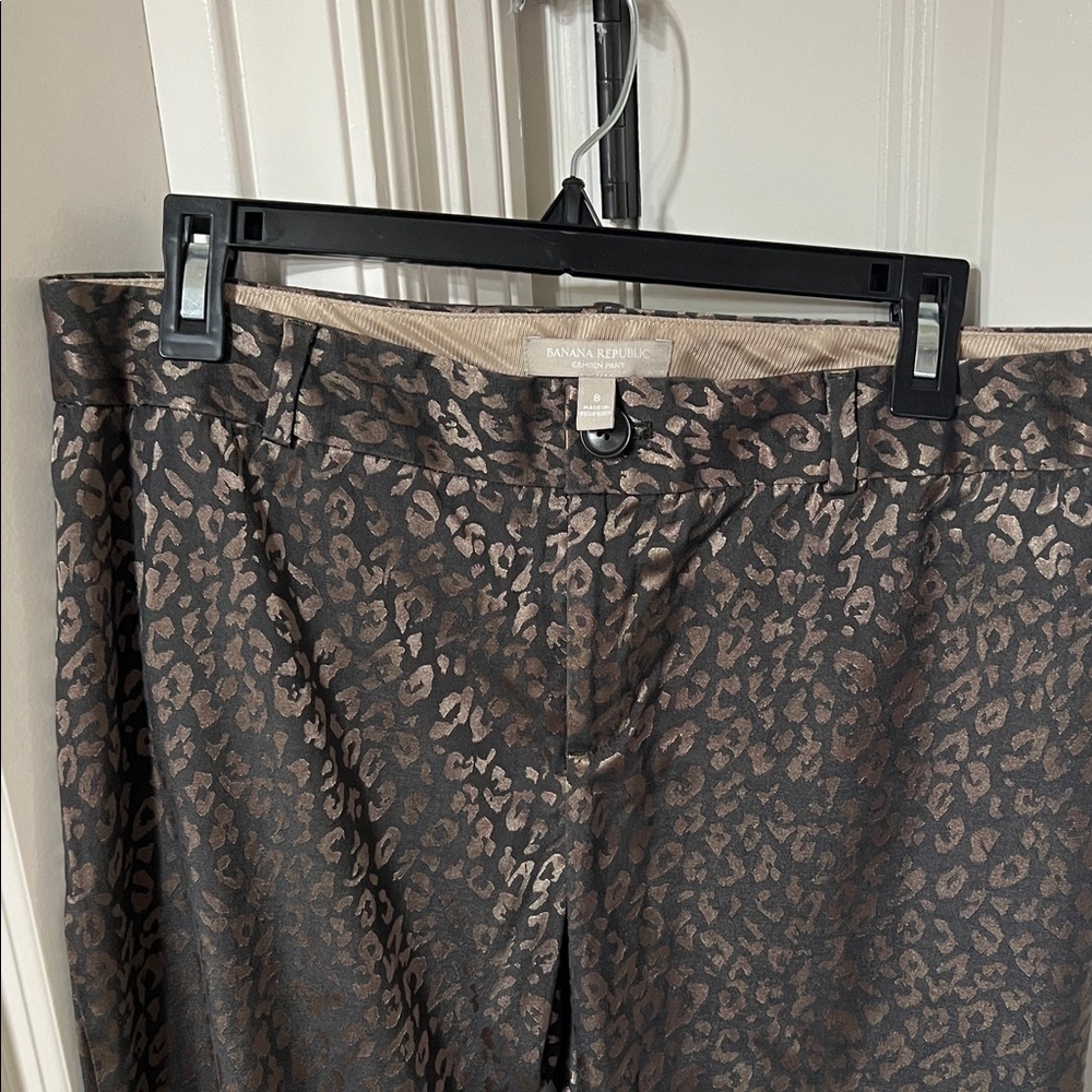 Banana Republic Leopard Print Cropped Pants - Black and Brown